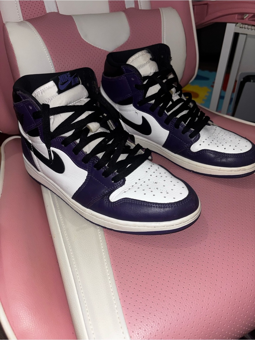Nike Air Jordan 1 High — White, Purple & Black